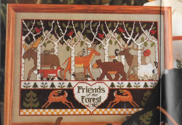 FRIENDS OF THE FOREST Cross Stitch Pattern removed from magazine Bear Deer Fox