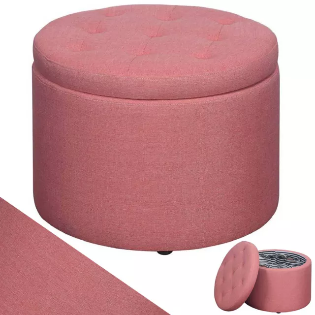 Pouf conteneur repose-pieds en tissu rose avec 12 compartiments internes