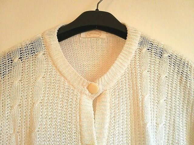 Borbonese Cardigan donna in puro cotone bianco con bottoni e manica lunga.Tg.L