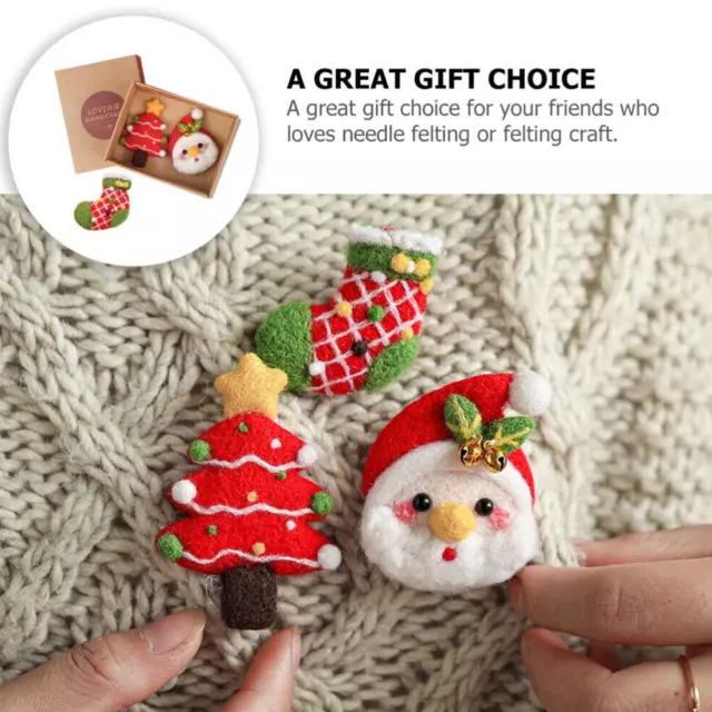 1x Brooch Wool Miss Santa Needle Felting Kit DIY Christmas New Decorations Q7V4