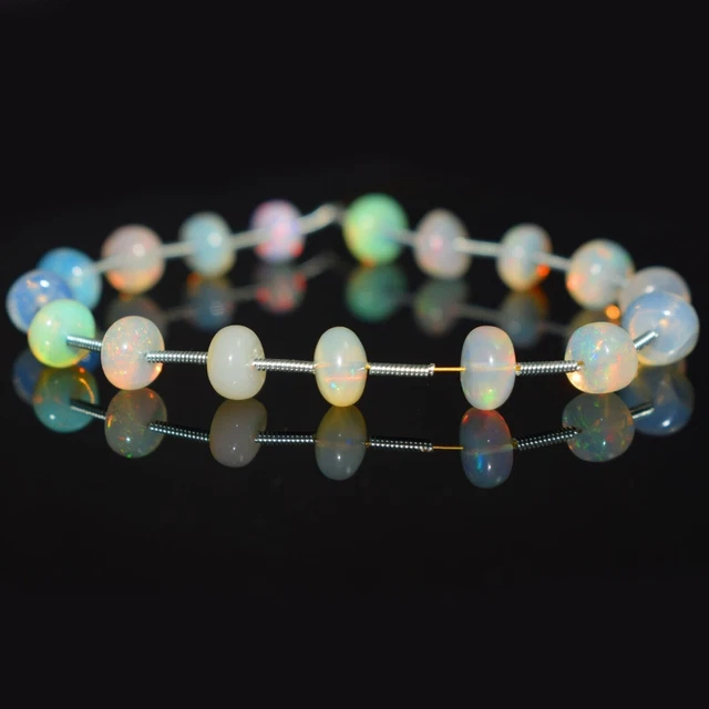 6-8MM Naturel A++ Fire Opal Rondelle Smooth Gemstone Beads 7" Pour la...