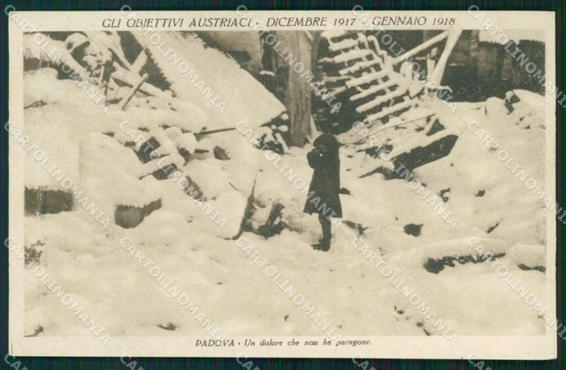 Padova Città Nevicata Rovine di Guerra cartolina QT3826
