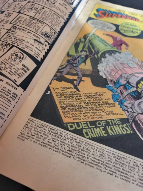 World's Finest Comics #177 1968 Silver Age DC Comic Good+ Classic Joker Cover! 3