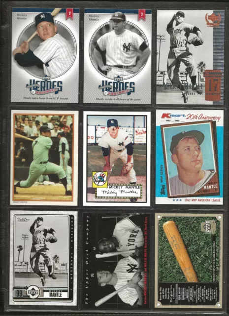 9 Different Mickey Mantle Baseball Cards, New York Yankees, HOF, NM-MT!