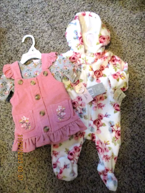 Lot of 2 Newborn Baby Girl Outfits NWT Size 0-9 Months LITTLE LASS & BEBE