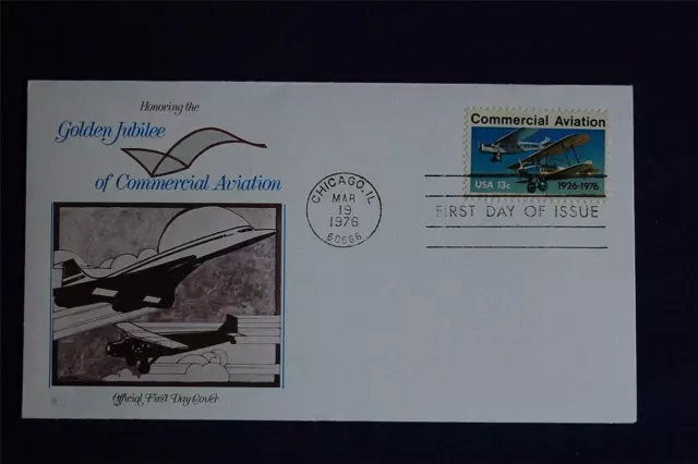 Commercial Aviation 50th Anniversary 13c Stamp FDC Fleetwood Sc#1684 FW1016