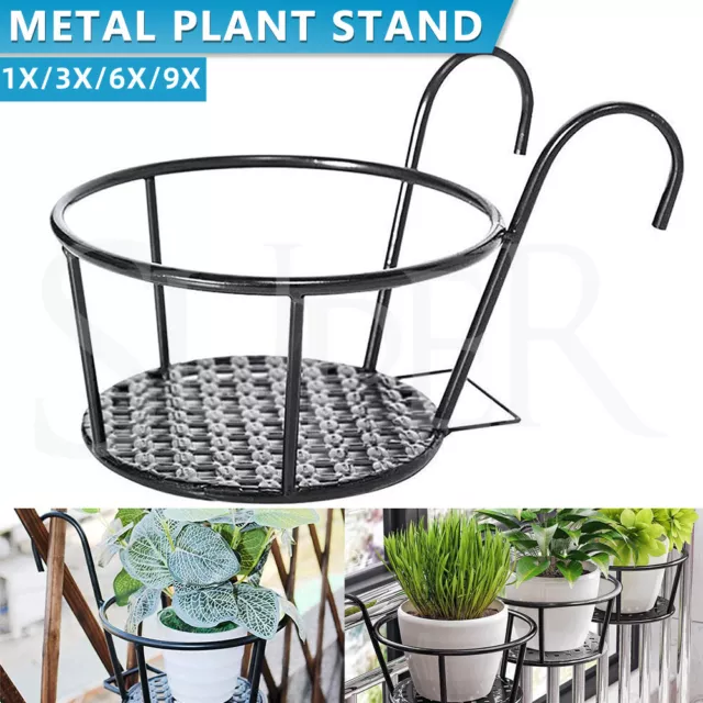3/9PCS Plant Metal Stand Flower Holder Hanging Pot Basket Plant Garden Storage