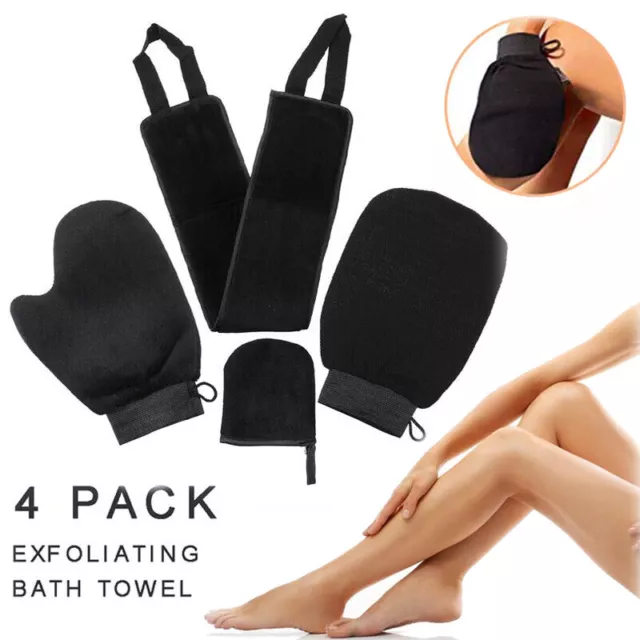 4Pcs Back Body Cleaning Glove Self Tanning Lotion Mitt Fake Tan Applicator Kit