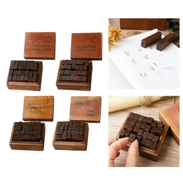28Pcs Wood Rubber Stamps Set with Box Case Wooden Stamp Kit for Card Making Arts