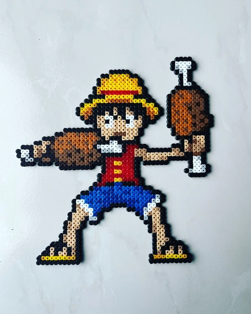 PIXEL ART / Perles A Repasser Luffy Dans One Piece Avec Son Poulet EUR