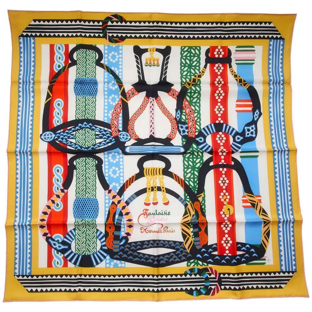 Hermes Scarf CARRES 90 Illusion Of Stirrups Fantaisie D'Etriers Silk Fall/Win