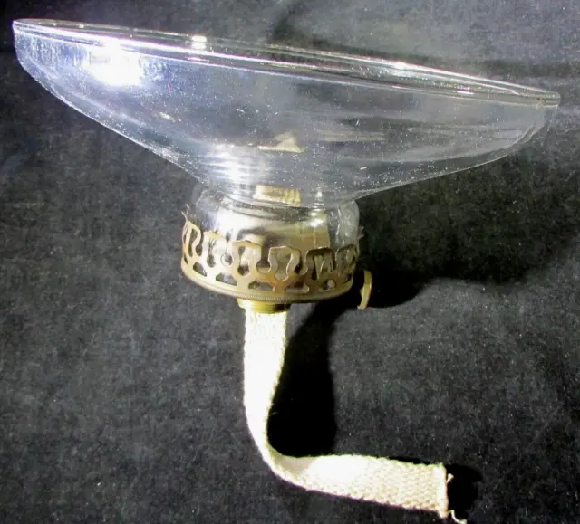Antique 1882 Clear Glass Illuminator Lamp Shade Base with E. Miller Solar Burner