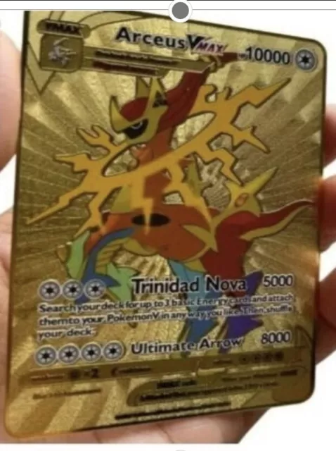 Pokemon Solid Metal Gold Cards Arceus Vmax Mega  Charizard Pikachu Illustrator