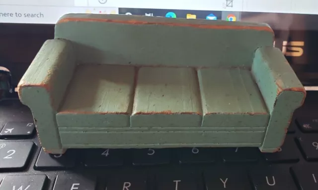 Strombecker 1930's wooden doll house green couch