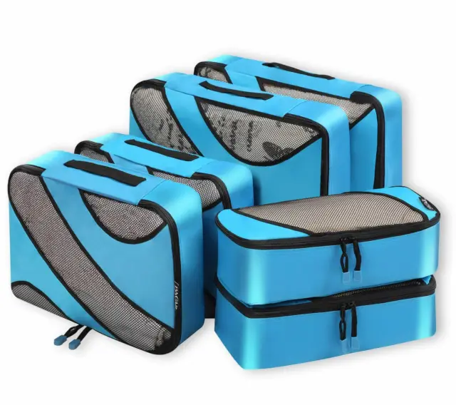 6 Packing Cubes Travel Luggage Clothes Storage Pouch Suitcase Organiser Spacking
