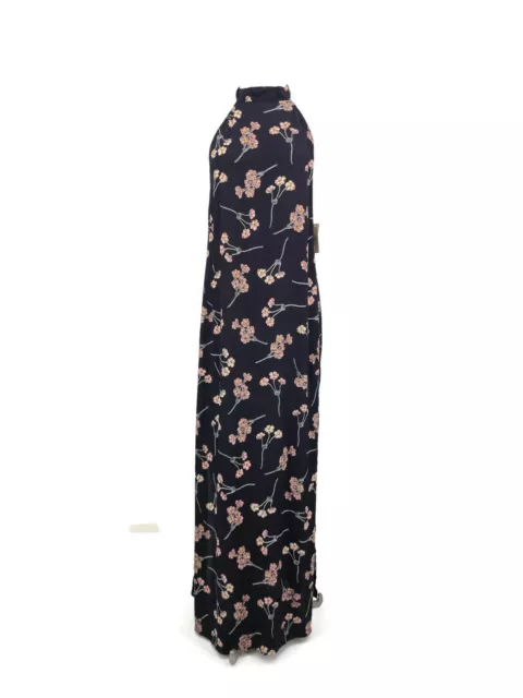 New Flynn Skye Tyra Halter Maxi Dress Womens S Black Floral High Slits