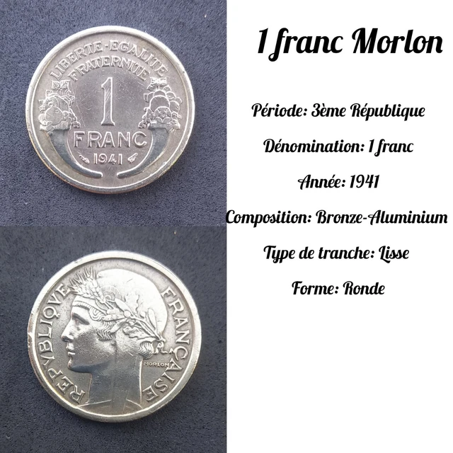 Pièce 1 Franc Morlon 1935 Semeuse – Bronze-aluminium, Qualité SUP, Rare (F.219/6 Paris)