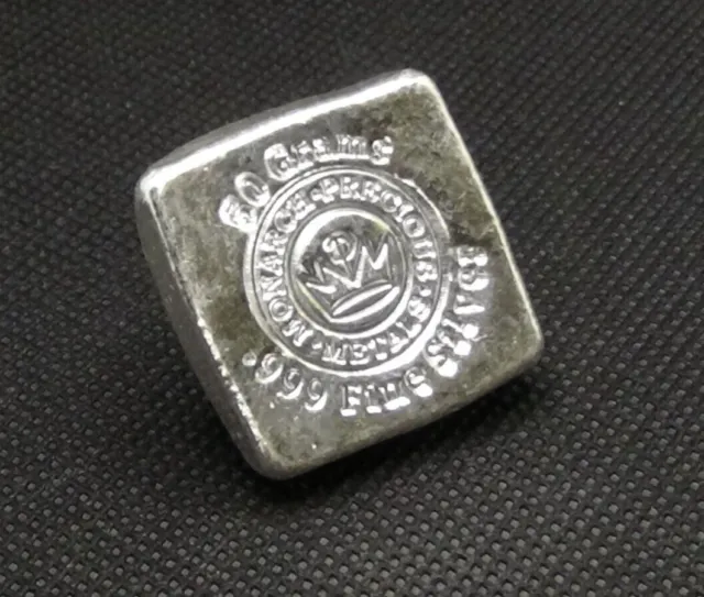 50 GRAM Silver Bullion Block _HAND CAST BAR, Solid .999 Fine Silver! #Monarch-US