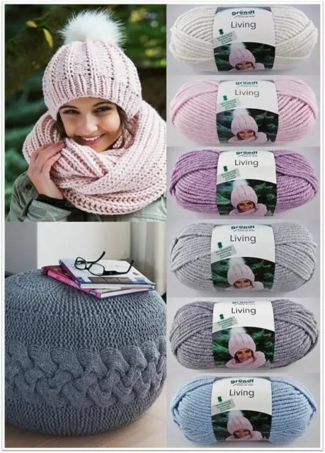 100g Gründl Living Strickwolle Garn weich dick zum Stricken Häkeln GP 39,90€/1kg