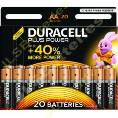 20 (1 x 20 Packs) DURACELL Plus AA MN1500 LR6 Batteries 1.5V ALKALINE