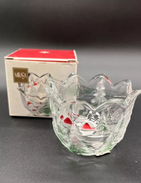 Mikasa Holiday Landscape 3" Tea Light/Votive Candle Holder Germany incl votives