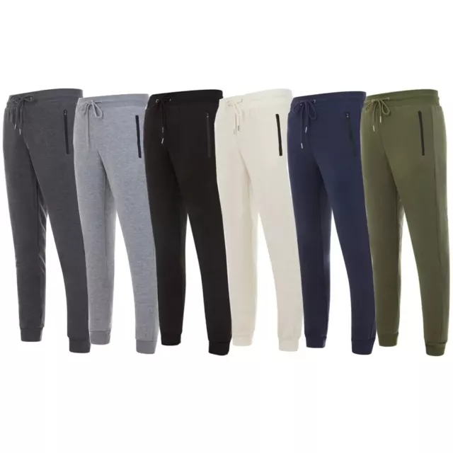 Men's Fleece Lined Slim Fit Casual Tech Jogger Sweatpants W Zipper Pockets S-3XL