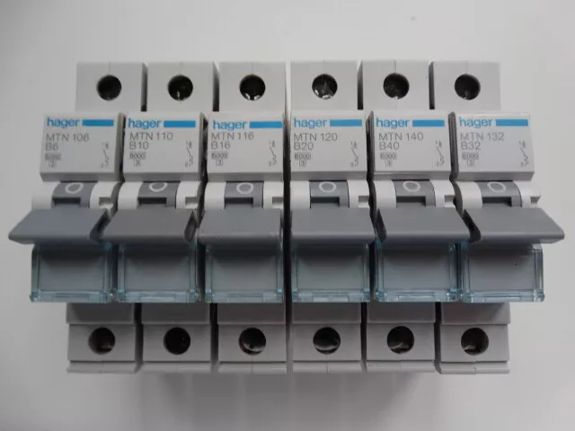 HAGER MTN Range 6A 10A 16A 20A 25A 32A 40A 50A Type B MCB Circuit Breaker 60898