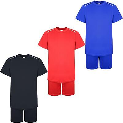 Kids Sports Round Neck T-Shirt and Shorts Set Boys Girls Top Bottoms 3-14 Years