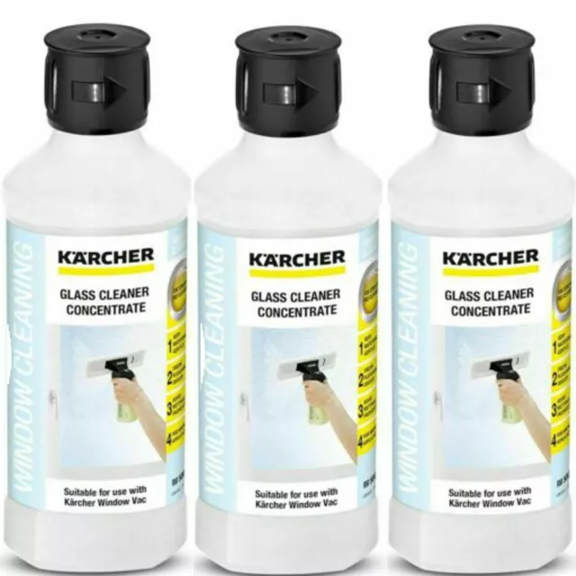 GENUINE KARCHER WV50 WV55 WV70 WINDOW VAC GLASS CLEANER 3 x500ml BOTTLE 62957950