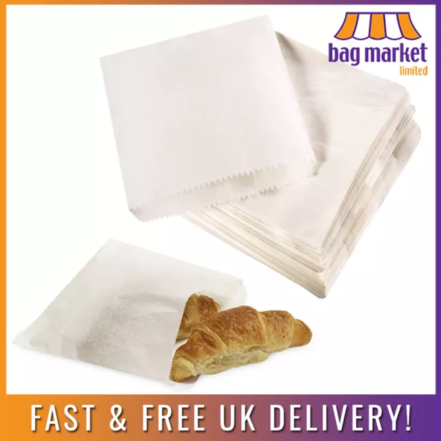 Heavy Duty White Greaseproof Paper Bags | Food / Sandwich / Takeaway / Scotchban