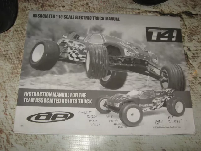 Vintage RC Associated Instructions (1) Used T4 RS-1 Dated 2006