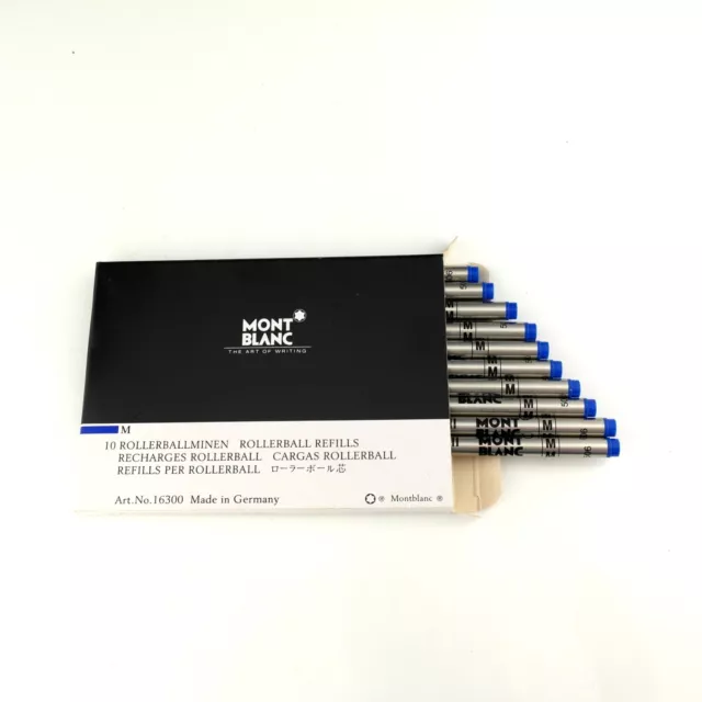 10x NOS Montblanc Rollerball Pen Refills Art No 16300. Blue. Medium.