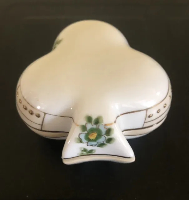 Nippon Porcelain Clover Vanity Jar Trinket Box Lid Hand Painted Vintage