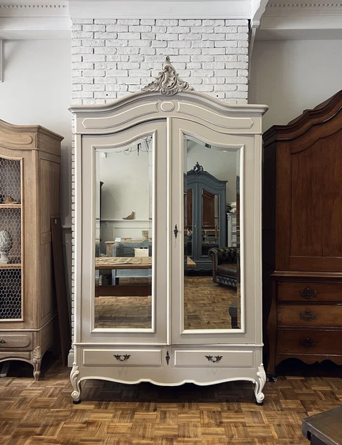 Antique French Two Door Mirrored Armoire  / Wardrobe