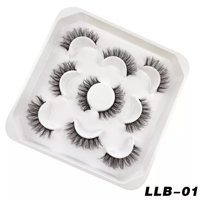 5 Pairs 3D False Eyelashes Long Thick Soft Mink Fake Wispy Cross Eye Lashes