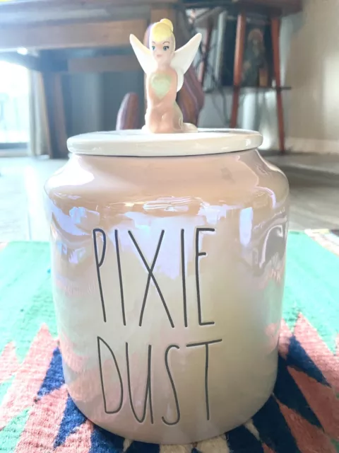 NEW Rae Dunn Disney Tinker Bell Canister "Pixie Dust” Cookie Jar Pink Iridescent NEW Rae Dunn Disney Tinker Bell Canister "Pixie Dust” Cookie Jar Pink Iridescent
