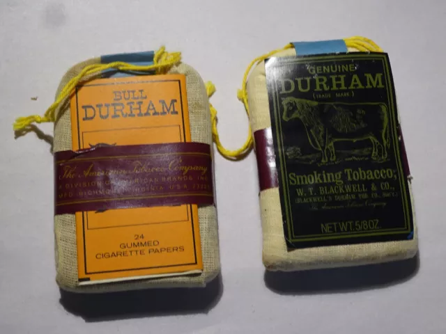 (2) GENUINE DURHAM Smoking Tobacco Pouch + Cigarette Papers WT Blackwell Vintage