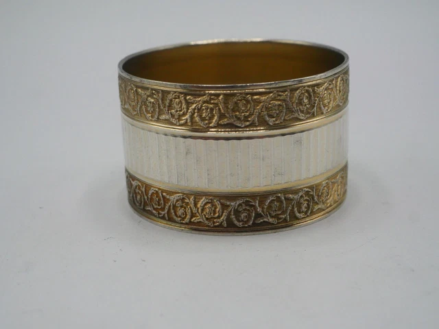 TRES BEAU ROND De Serviette En Argent Massif Vermeil Poincon Minerve