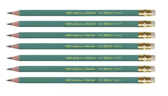 7 x BiC® Bleistift ECOlutions EVOLUTION 655 HB mit Radierer grün