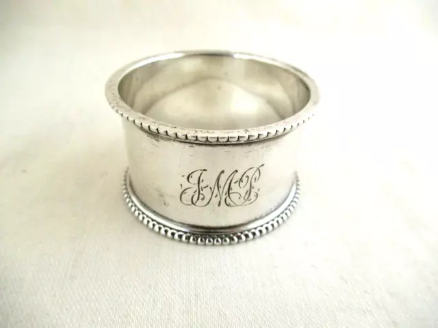 Solid Silver LARGE BEAD EDGE NAPKIN RING  Hallmarked:- BIRMINGHAM 1918 2