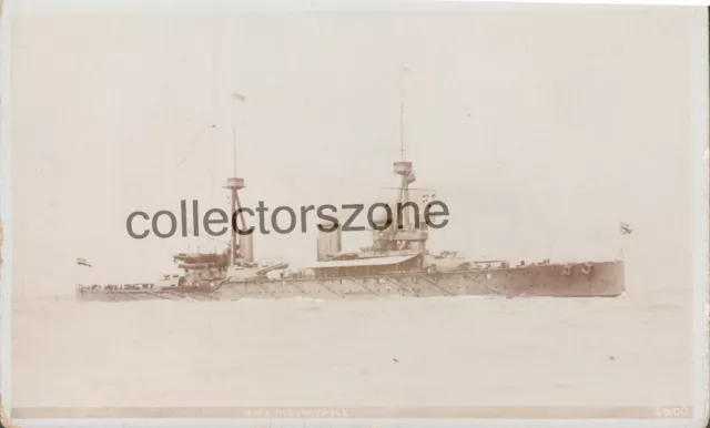 WWI Royal Navy Battles cruiser  HMS Indomitable Real Photo Postcard unposted