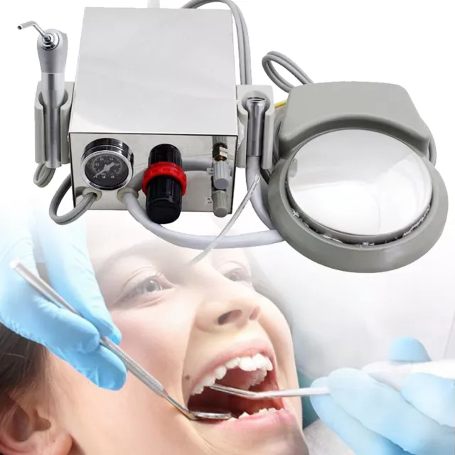 Portable Dental Turbine Unit Work Air Compressor 2-Hole 3 Way Syringe USA