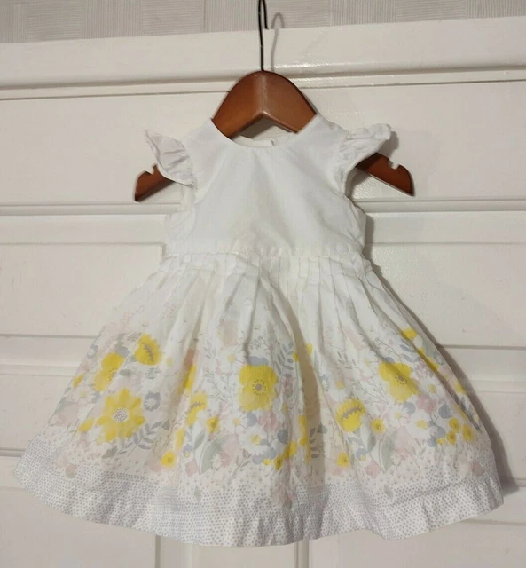 Mothercare Age Up To 3 Months White Yellow Floral Dress Easter Christening Party