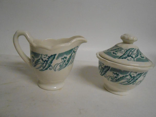 SYRACUSE China USA Restaurant Ware Creamer and Sugar set Floral