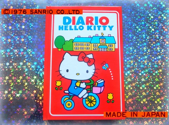 💎 Vintage 1976 XXX-Rare SANRIO HELLO KITTY Diario scuola Collezione Made JAPAN