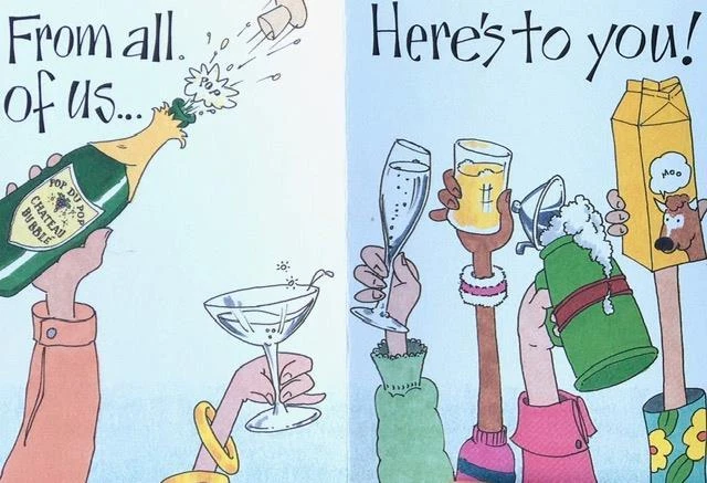 "From All of Us - Here's to You!" CONGRATULATIONS CARD Job Retirement Graduation