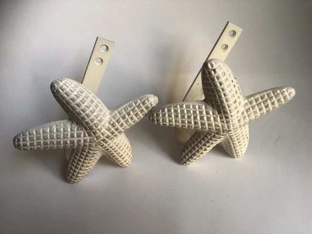 2 Metal Starfish Window Curtain Tie Back Holdback Hooks Wall Towel Holder