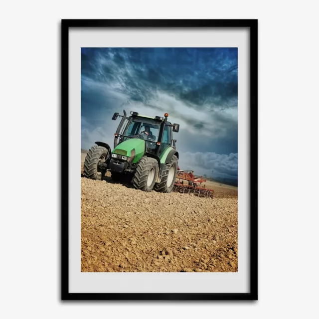 Póster Foto Arte de Pared Decoración Marco Negro Madera MDF 50x70 tractor