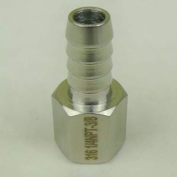 316 Stainless Steel 3/8" HOSE BARB to 1/4" FEMALE NPT SS Pipe Fitting Coupler