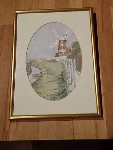 Original Watercolour Brian Harrison, Cley Windmill